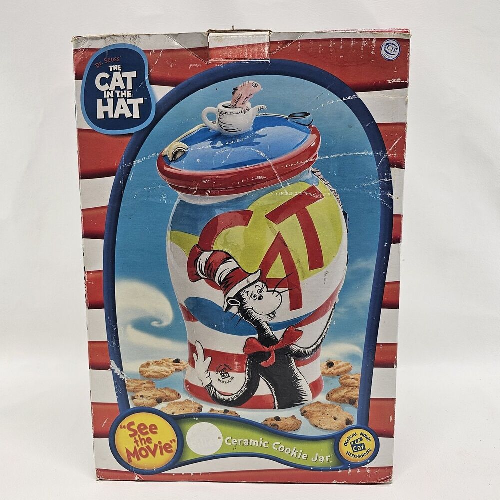 Dr Seuss Cat in the Hat Ceramic Cookie Jar 2003 Movie Edition Official Merchandi